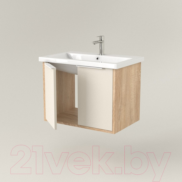 Изображение товара Тумба под умывальник Дабер 018 WeltWasser Deilbach 7517-70 / Т18.7W.0.18Б (бежевый/дуб бардолино/ручка белая)