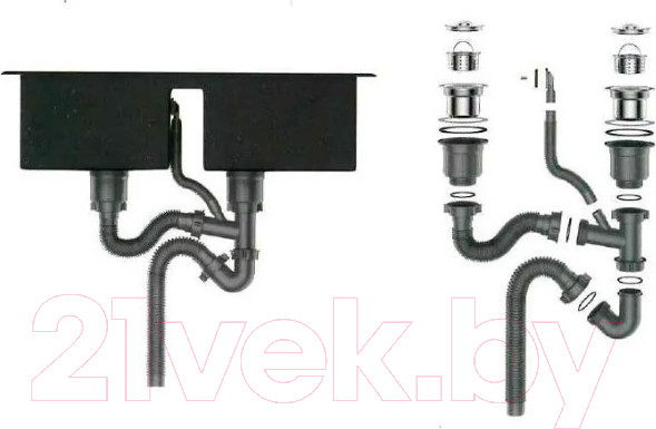 Изображение товара Мойка кухонная Wisent W36050В+W02B+WW405B