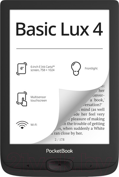 Изображение товара Электронная книга PocketBook 618 Basic Lux 4 / PB618-P-CIS (черный)