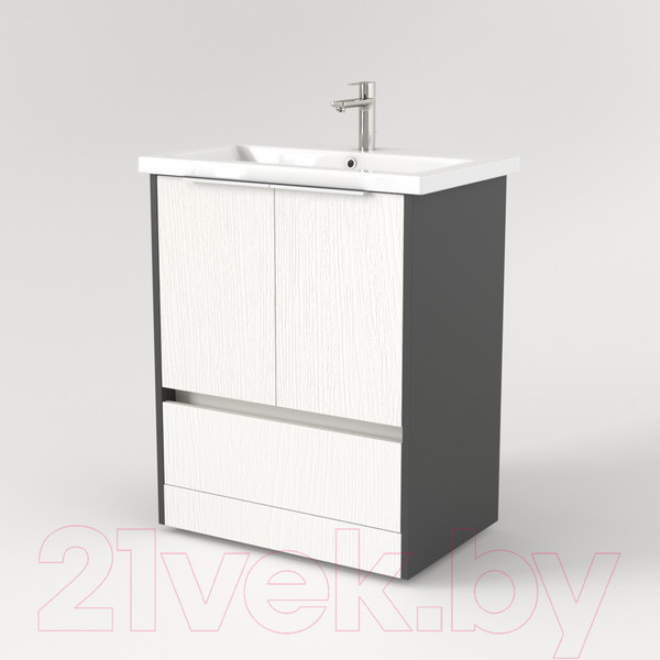 Изображение товара Тумба под умывальник Дабер 017 Andrea Elen 80 / Т17.8А.0.20Б (белый древесный/серый/ручка белая)