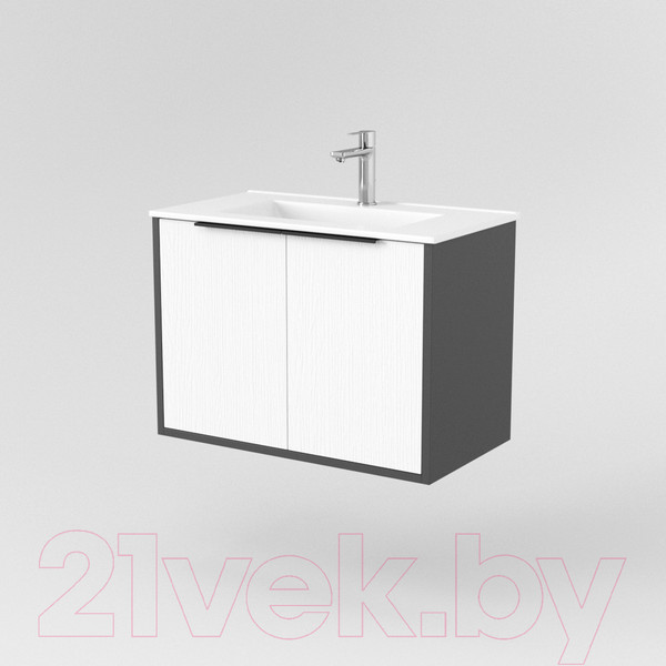 Изображение товара Тумба под умывальник Дабер 018 WeltWasser Deilbach 7517-70 / Т18.7W.0.20Ч (белый древесный/серый/ручка черная)