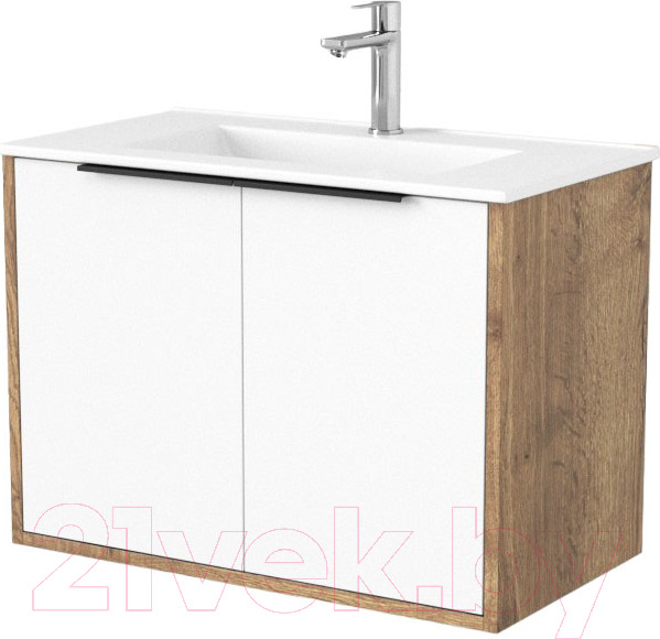 Изображение товара Тумба под умывальник Дабер 018 WeltWasser Deilbach 7517-70 / Т18.7W.0.21Ч (дуб галифакс/белый/ручка черная)