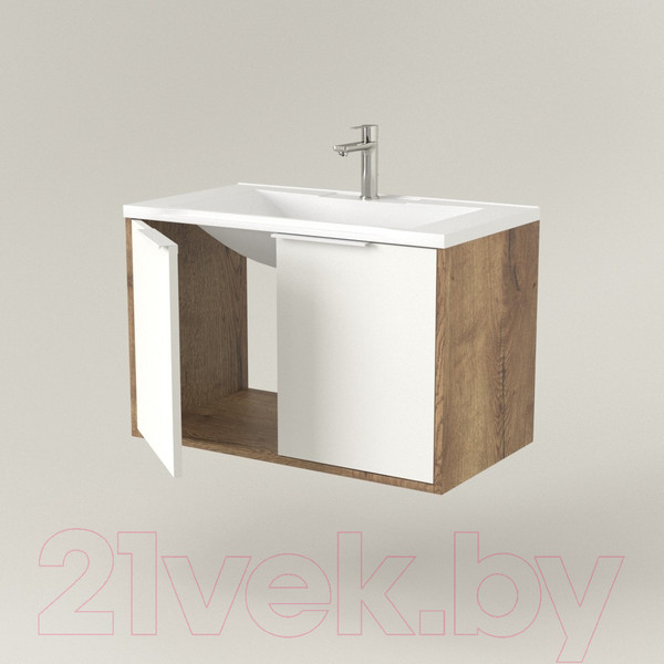 Изображение товара Тумба под умывальник Дабер 018 WeltWasser Deilbach 7517-80 / Т18.8W.0.21Б (дуб галифакс/белый/ручка белая)