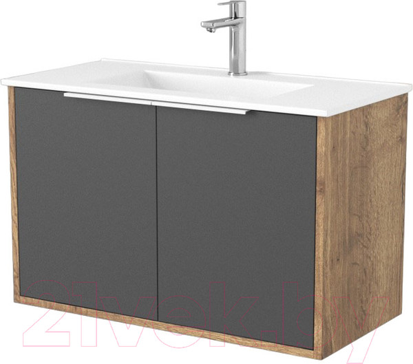 Изображение товара Тумба под умывальник Дабер 018 WeltWasser Deilbach 7517-80 / Т18.8W.0.22Б (дуб галифакс/серый/ручка белая)