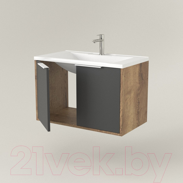 Изображение товара Тумба под умывальник Дабер 018 WeltWasser Deilbach 7517-80 / Т18.8W.0.22Б (дуб галифакс/серый/ручка белая)