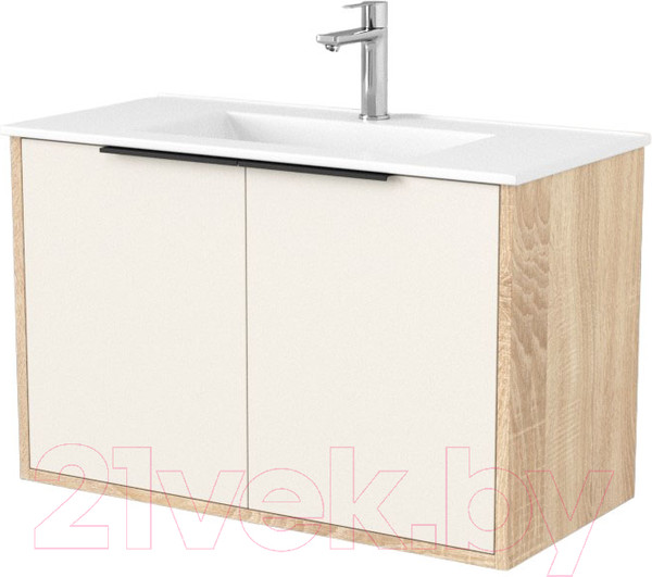 Изображение товара Тумба под умывальник Дабер 018 WeltWasser Deilbach 7517-80 / Т18.8W.0.18Ч (бежевый/дуб бардолино/ручка черная)