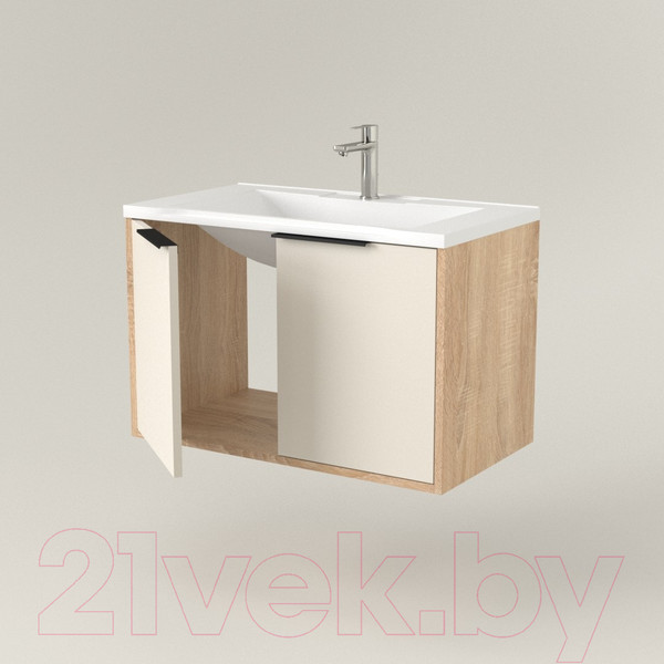 Изображение товара Тумба под умывальник Дабер 018 WeltWasser Deilbach 7517-80 / Т18.8W.0.18Ч (бежевый/дуб бардолино/ручка черная)