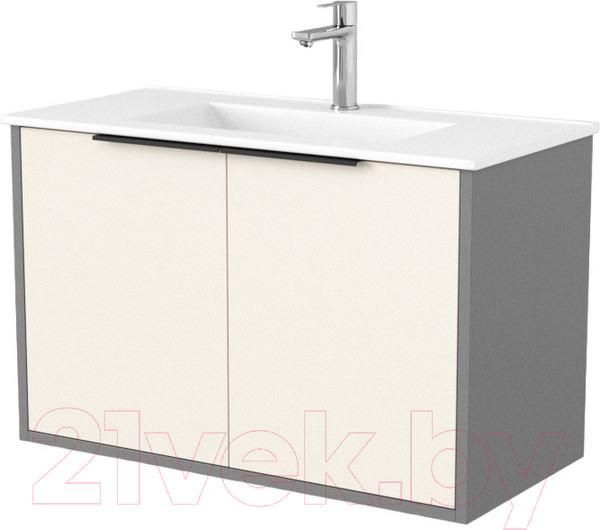 Изображение товара Тумба под умывальник Дабер 018 WeltWasser Deilbach 7517-80 / Т18.8W.0.19Ч (бежевый/серый/ручка черная)