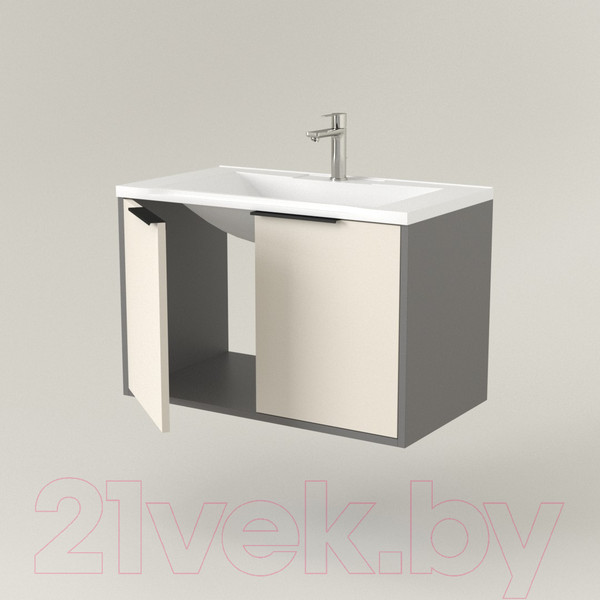 Изображение товара Тумба под умывальник Дабер 018 WeltWasser Deilbach 7517-80 / Т18.8W.0.19Ч (бежевый/серый/ручка черная)