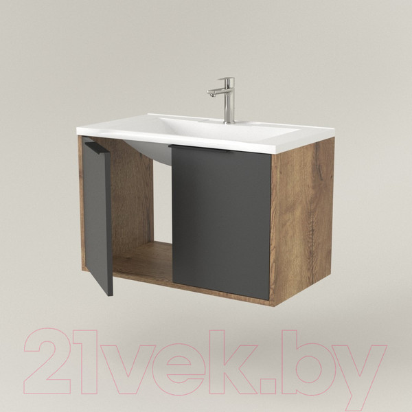 Изображение товара Тумба под умывальник Дабер 018 WeltWasser Deilbach 7517-80 / Т18.8W.0.22Ч (дуб галифакс/серый/ручка черная)