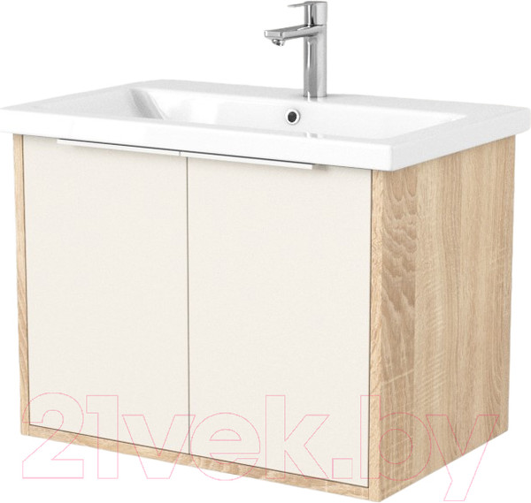 Изображение товара Тумба под умывальник Дабер 018 Cersanit Como 70 / Т18.7С.0.18Б (бежевый/дуб бардолино/ручка белая)