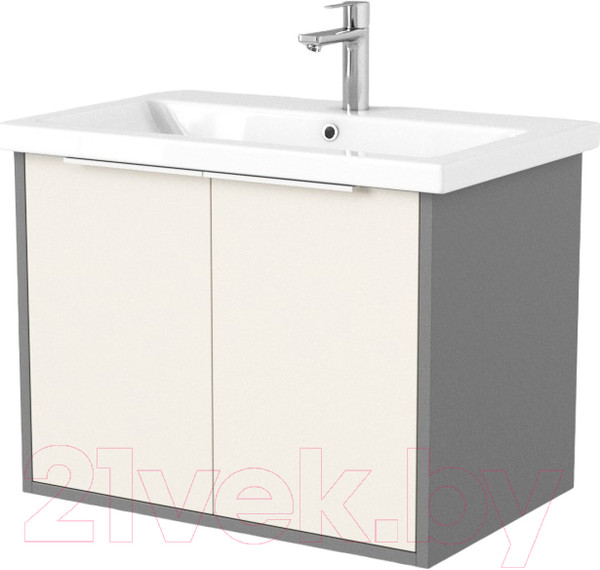 Изображение товара Тумба под умывальник Дабер 018 Cersanit Como 70 / Т18.7С.0.19Б (бежевый/серый/ручка белая)