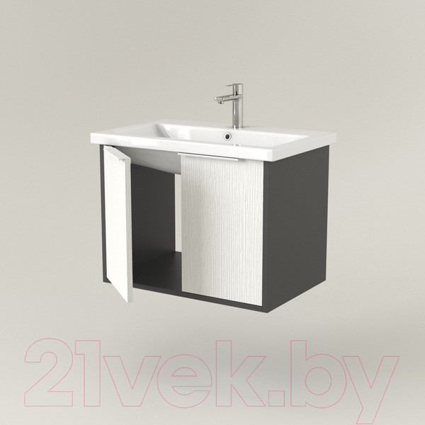 Изображение товара Тумба под умывальник Дабер 018 Cersanit Como 70 / Т18.7С.0.20Б (белый древесный/серый/ручка белая)