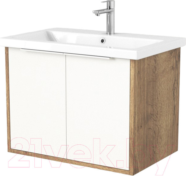 Изображение товара Тумба под умывальник Дабер 018 Cersanit Como 70 / Т18.7С.0.21Б (дуб галифакс/белый/ручка белая)