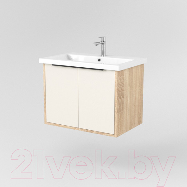 Изображение товара Тумба под умывальник Дабер 018 Cersanit Como 70 / Т18.7С.0.18Ч (бежевый/дуб бардолино/ручка черная)