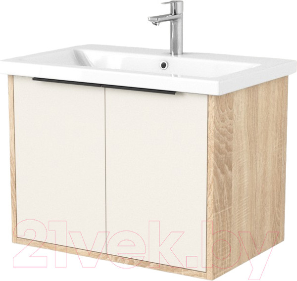 Изображение товара Тумба под умывальник Дабер 018 Cersanit Como 70 / Т18.7С.0.18Ч (бежевый/дуб бардолино/ручка черная)