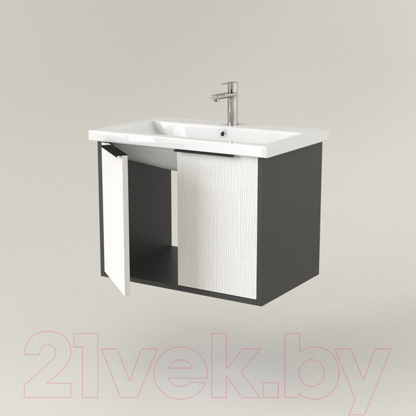 Изображение товара Тумба под умывальник Дабер 018 Cersanit Como 70 / Т18.7С.0.20Ч (белый древесный/серый/ручка черная)