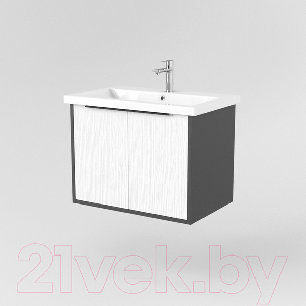 Изображение товара Тумба под умывальник Дабер 018 Cersanit Como 70 / Т18.7С.0.20Ч (белый древесный/серый/ручка черная)