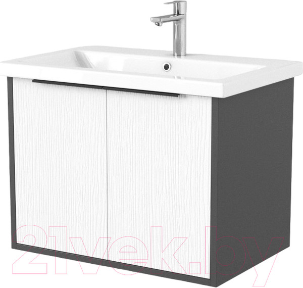 Изображение товара Тумба под умывальник Дабер 018 Cersanit Como 70 / Т18.7С.0.20Ч (белый древесный/серый/ручка черная)