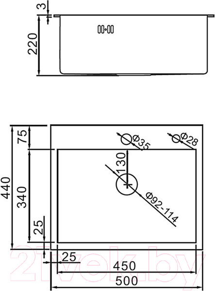 Изображение товара Мойка кухонная Gerhans K35044BD