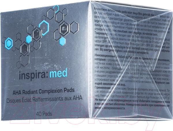 Изображение товара Пэд для лица Inspira AHA Radiant Complexion Pads Для обновления и сияния кожи (40шт)