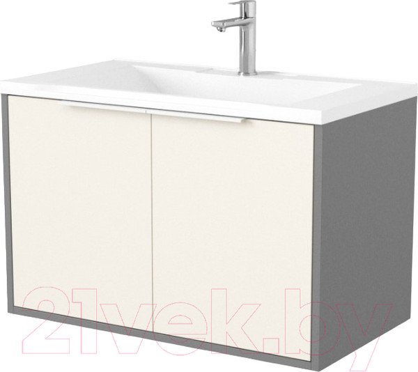 Изображение товара Тумба под умывальник Дабер 018 Andrea Elen 80 / Т18.8А.0.19Б (бежевый/серый/ручка белая)