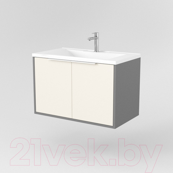Изображение товара Тумба под умывальник Дабер 018 Andrea Elen 80 / Т18.8А.0.19Б (бежевый/серый/ручка белая)