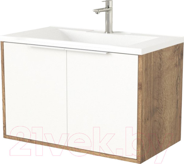Изображение товара Тумба под умывальник Дабер 018 Andrea Elen 80 / Т18.8А.0.21Б (дуб галифакс/белый/ручка белая)