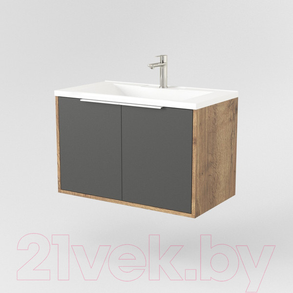 Изображение товара Тумба под умывальник Дабер 018 Andrea Elen 80 / Т18.8А.0.22Б (дуб галифакс/серый/ручка белая)