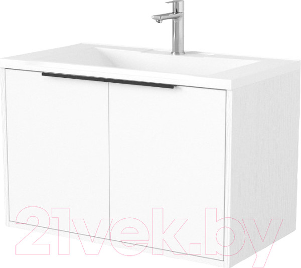 Изображение товара Тумба под умывальник Дабер 018 Andrea Elen 80 / Т18.8А.0.5Ч (белый древесный/ручка черная)