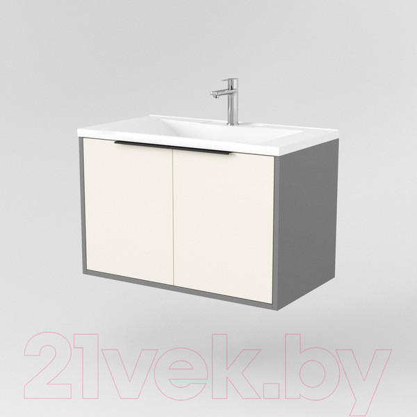 Изображение товара Тумба под умывальник Дабер 018 Andrea Elen 80 / Т18.8А.0.19Ч (бежевый/серый/ручка черная)