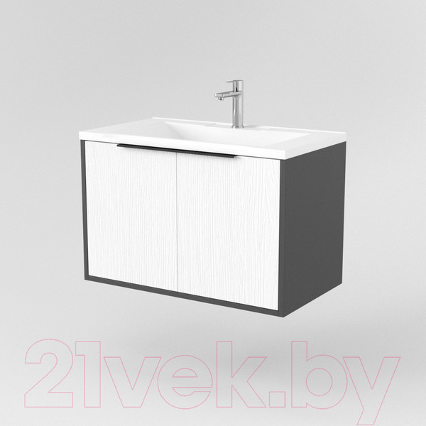 Изображение товара Тумба под умывальник Дабер 018 Andrea Elen 80 / Т18.8А.0.20Ч (белый древесный/серый/ручка черная)