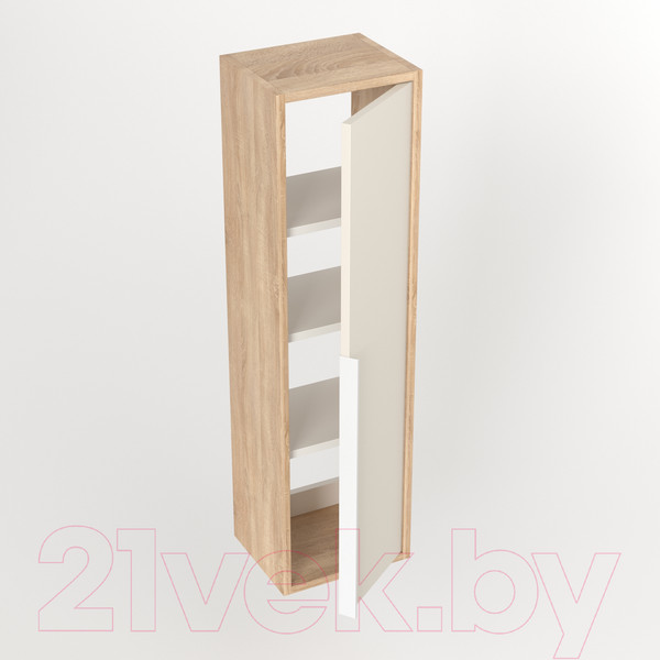 Изображение товара Шкаф-полупенал для ванной Дабер 015 / СТ15.0.0.18Б (бежевый/дуб/ручка белая)