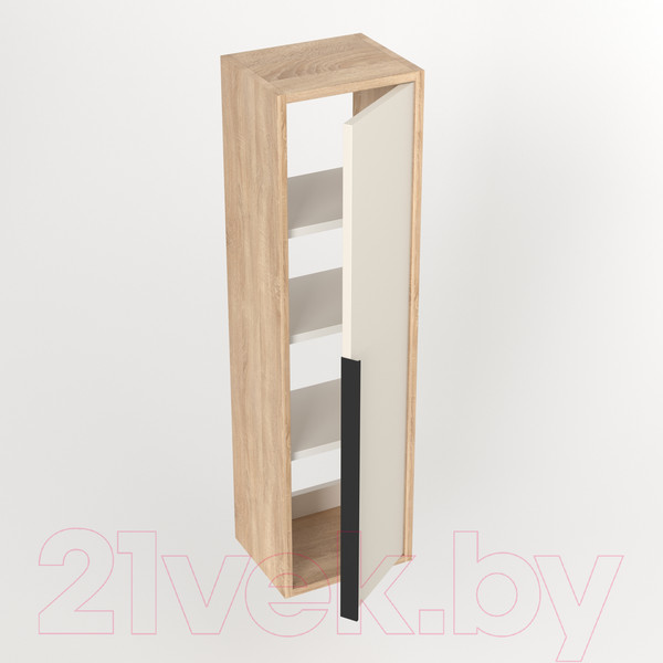 Изображение товара Шкаф-полупенал для ванной Дабер 015 / СТ15.0.0.18Ч (бежевый/дуб/ручка черная)