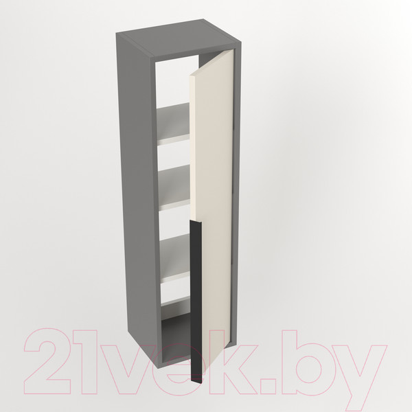 Изображение товара Шкаф-полупенал для ванной Дабер 015 / СТ15.0.0.19Ч (бежевый/серый/ручка черная)