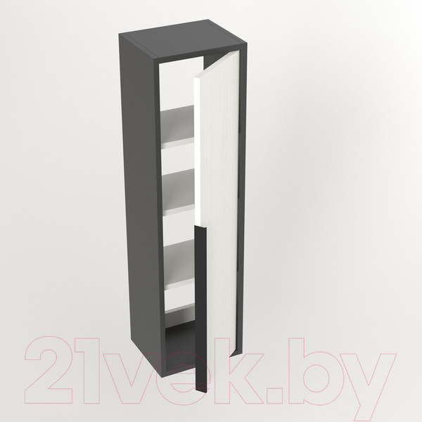 Изображение товара Шкаф-полупенал для ванной Дабер 015 / СТ15.0.0.20Ч (белый древесный/серый/ручка черная)