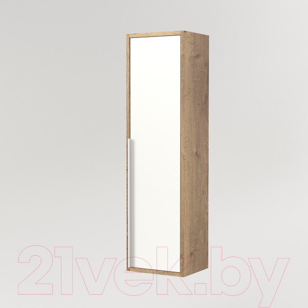 Изображение товара Шкаф-полупенал для ванной Дабер 015 / СТ15.0.0.21Б (дуб галифакс/белый/ручка белая)