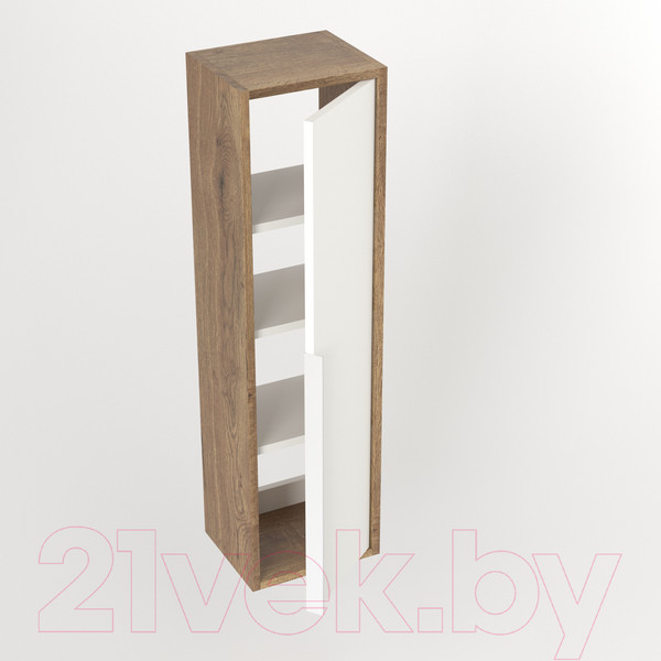 Изображение товара Шкаф-полупенал для ванной Дабер 015 / СТ15.0.0.21Б (дуб галифакс/белый/ручка белая)