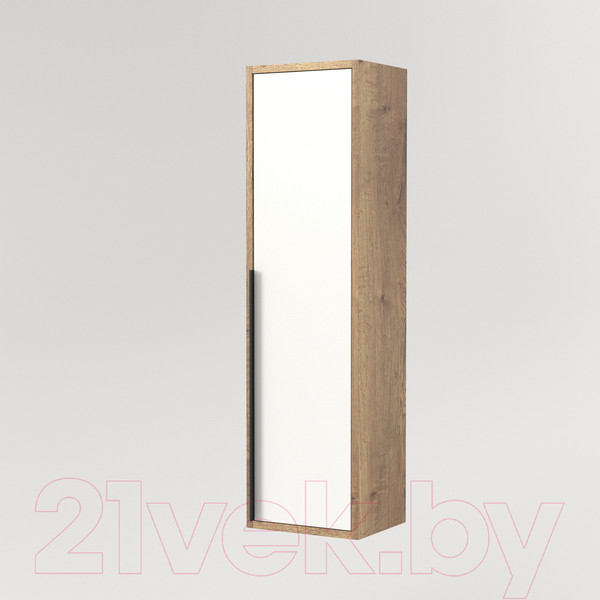 Изображение товара Шкаф-полупенал для ванной Дабер 015 / СТ15.0.0.21Ч (дуб галифакс/белый/ручка черная)