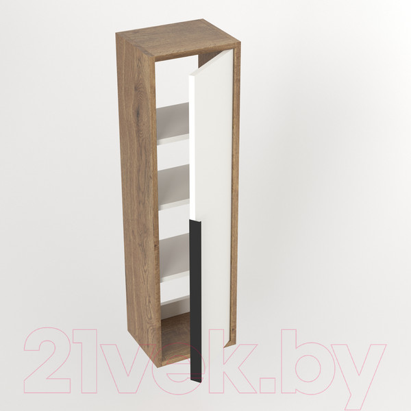 Изображение товара Шкаф-полупенал для ванной Дабер 015 / СТ15.0.0.21Ч (дуб галифакс/белый/ручка черная)