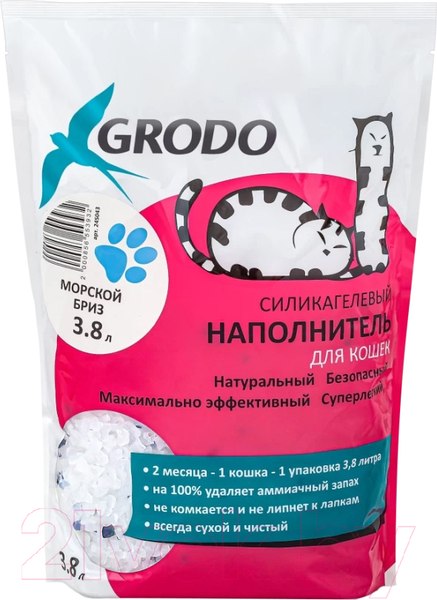Изображение товара Наполнитель для туалета GRODO С ароматом морской бриз / 24S043 (3.8л/1.8кг)