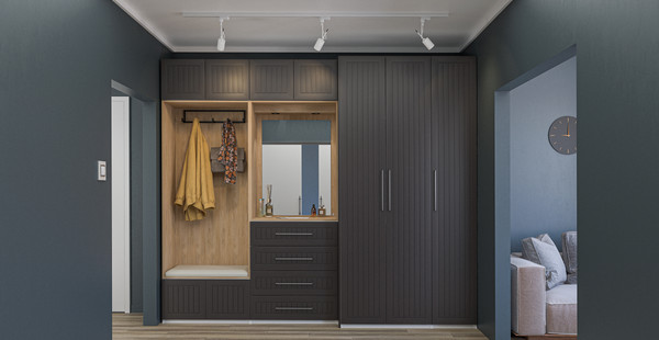 Изображение товара Секция в прихожую Мебель-Неман Отис МН-039-17 П6 (белый/графит полоска)