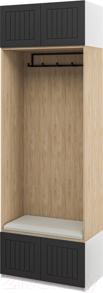 Изображение товара Секция в прихожую Мебель-Неман Отис МН-039-17 П6 (белый/графит полоска)