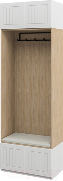 Изображение товара Секция в прихожую Мебель-Неман Отис МН-039-17 П7 (белый/белый полоска)