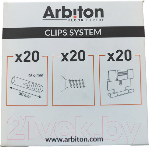 Изображение товара Крепление плинтуса Arbiton Дюбель+шуруп 6мм (20шт)