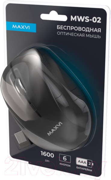 Изображение товара Мышь Maxvi MWS-02 (черный)
