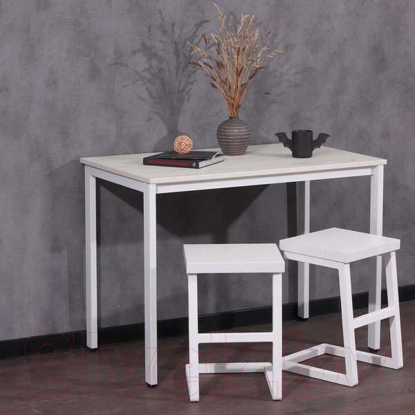 Изображение товара Обеденный стол Millwood Сеул Л 130x80x75 (дуб белый Craft/металл белый)