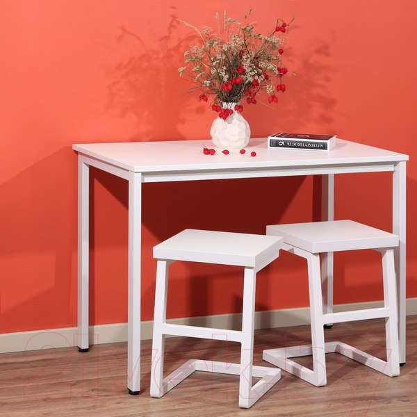 Изображение товара Обеденный стол Millwood Сеул Л 100x60x75 (белый/металл белый)