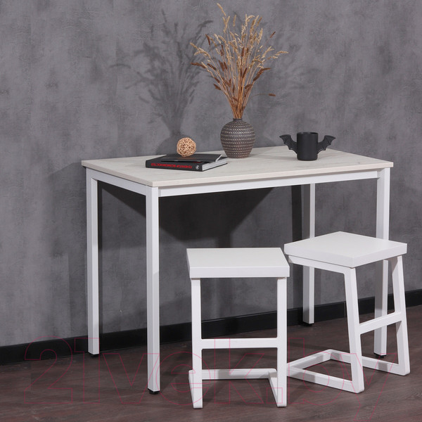 Изображение товара Обеденный стол Millwood Сеул Л 100x60x75 (дуб белый Craft/металл белый)