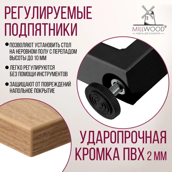 Изображение товара Компьютерный стол Millwood Лофт Гонконг ДТ-3 130x70x75 (дуб золотой Craft/металл черный)